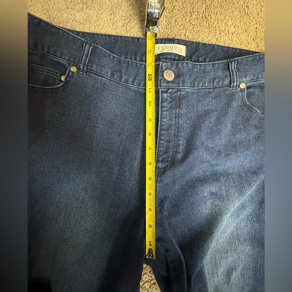 Eloquii Dark Wash Fringe Hem Cropped Jeans Size 20 - Picture 9 of 12